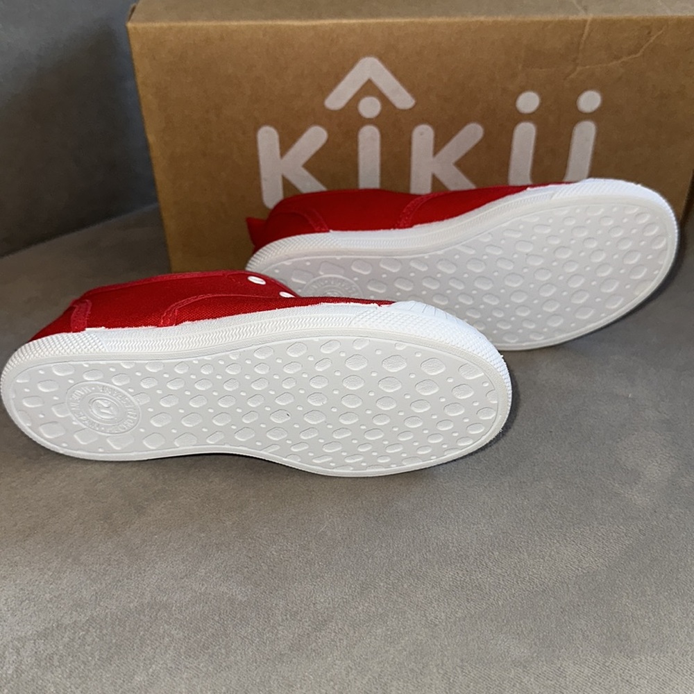 Toddler Girl Red Canvas Slip-on Trainers by KIKU - Boutique Kids Sneakers - Picture 9 of 15